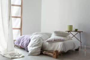 sacco piumino matrimoniale in lino elegante con patella