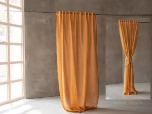 tende online per interni su misura in lino arancio