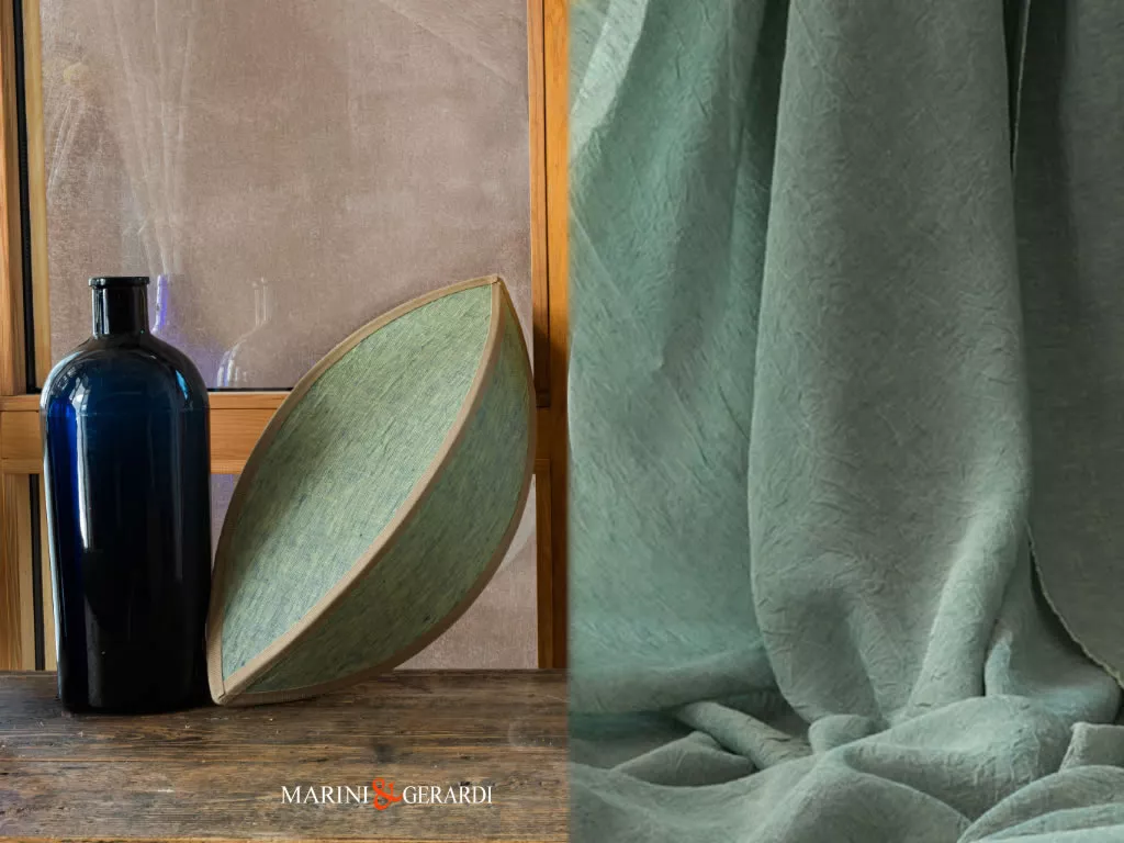 Foglia applique da parete design lino stropicciato verde