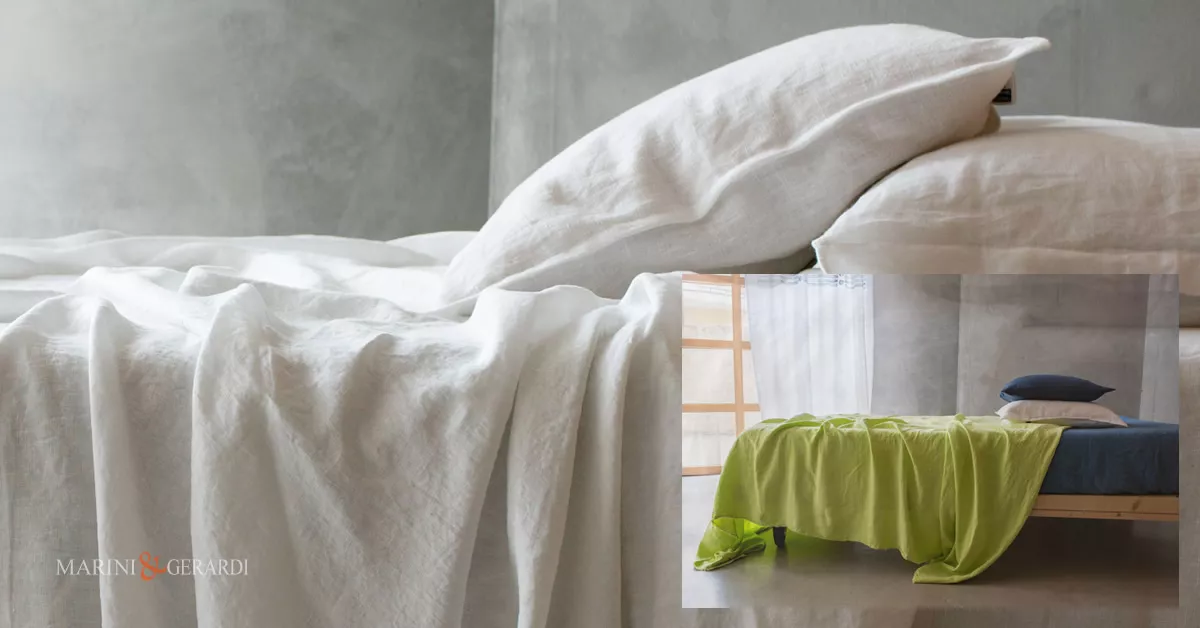 Completo letto matrimoniale lezuola in lino stropicciato no stiro