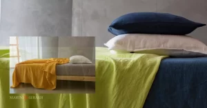 Lenzuola matrimoniali in lino cotone no stiro pistacchio giallo arancio