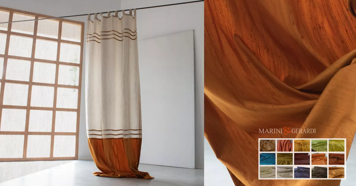 shnatung di seta dupioni ocra per tende interni