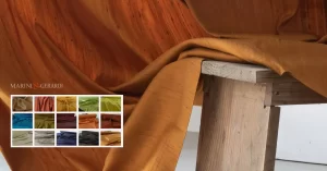 tessuto shnatung dupioni in seta giallo ocra per tende