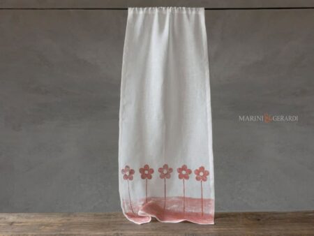 Tende a vetro classiche in lino bianco design sanremo bordeaux