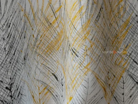 Tende a vetro porta finestra cucina design spighe nere gialle in lino