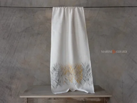 Tende a vetro porta finestra cucina in lino design spighe nere gialle