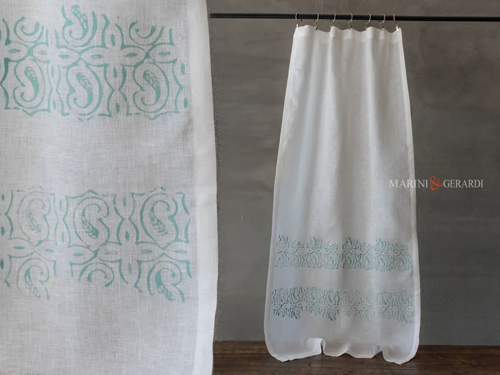 Tende a vetro per cucina moderne lino bianco design verde- Marini & Gerardi