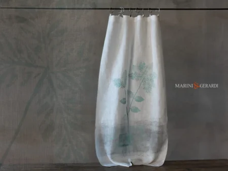 Tende da finestra a vetro in lino bianco design verde acqua tiffany - Marini e Gerardi