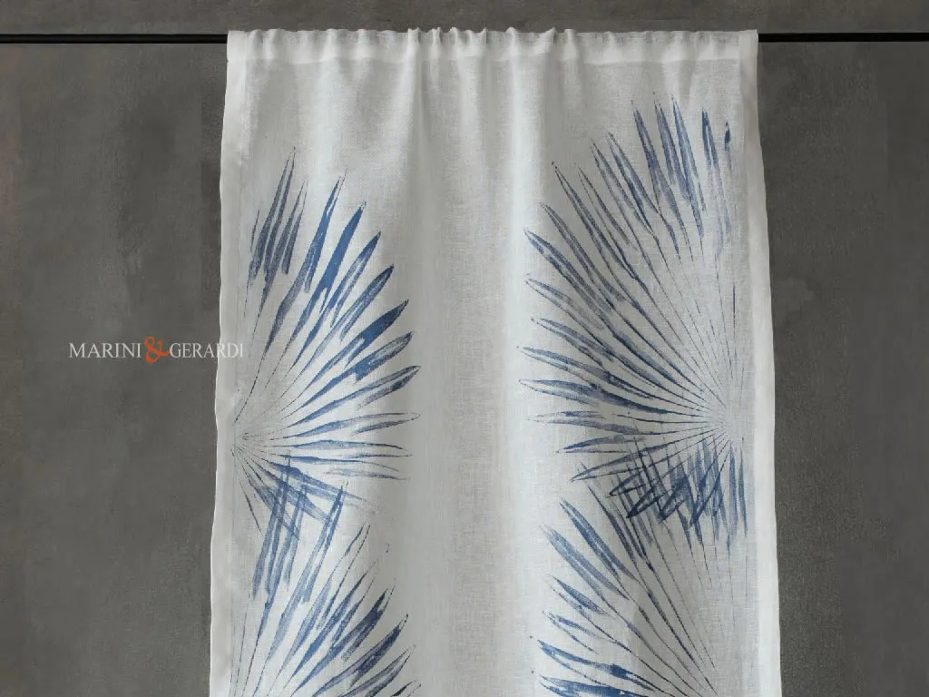 Tende per cucina moderna a vetro in lino oasi blu