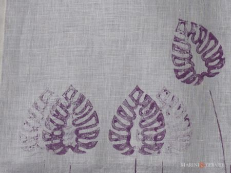 Tendine per finestre in lino foglie viola