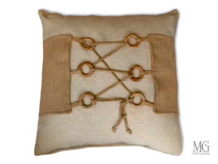 Cuscini decorativi anelli legno juta corda savana cc003