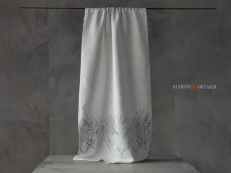 Tende a vetro moderne cucina soggiorno in lino bianco naturale spighe nere