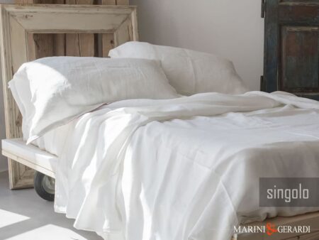 Lenzuolo letto singolo in lino sopra