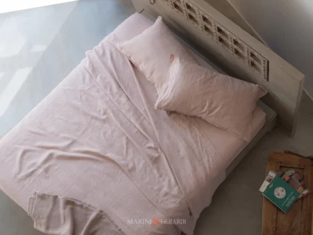 Lenzuolo una piazza e mezza in lino con federe rosa