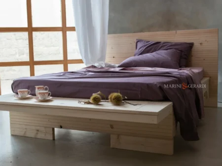 GASTONE - Letto Matrimoniale alla Francese legno massello naturale