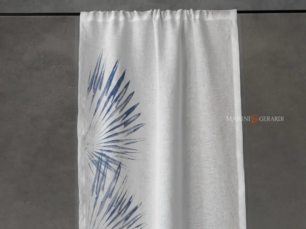 Soggiorno tende moderne a vetro in lino oasi blu