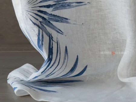 Tende soggiorno moderno a vetro in lino oasi blu