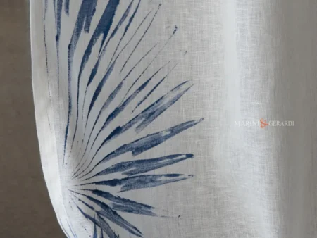 Tende a vetro soggiorno moderno in lino oasi blu