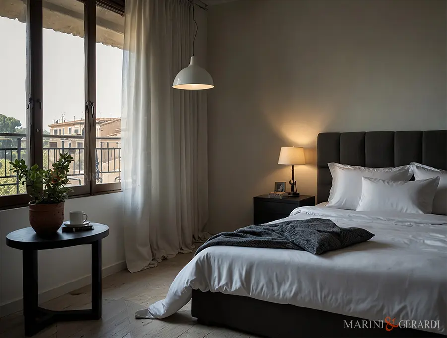 Tende per porta finestra moderne in lino arredo letto