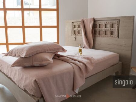 Lenzuola pregiate letto singolo in lino tinta unita