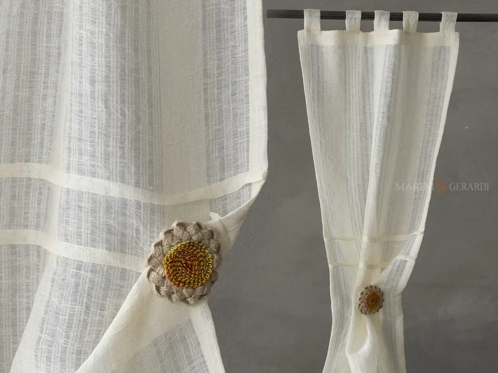 Tendina vetro cucina soggiorno lino garzato