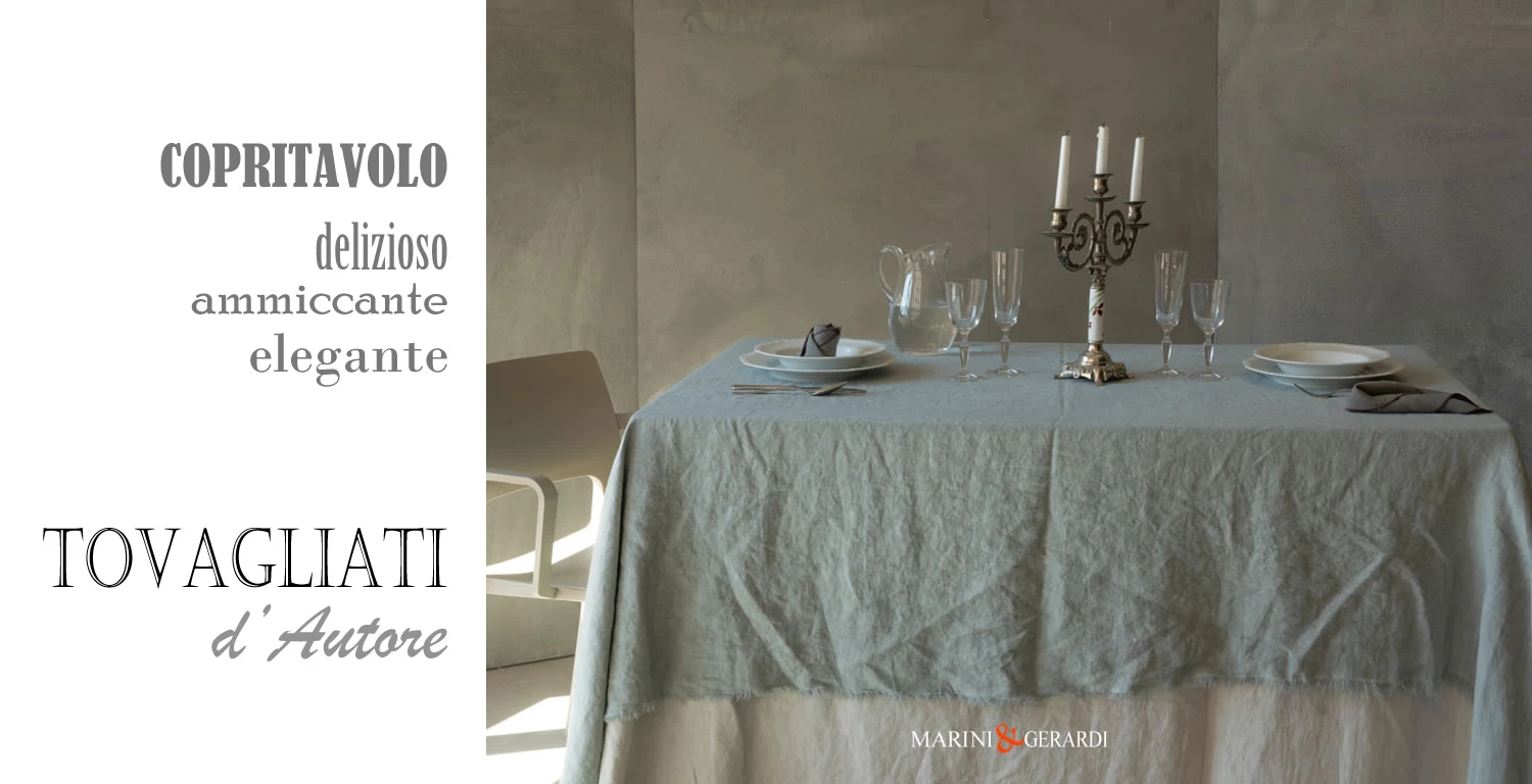 Copritavolo elegante soggiorno grigio salvia in lino