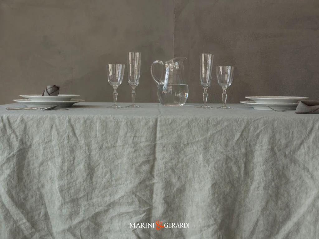 Copritavolo soggiorno moderno grigio salvia in lino