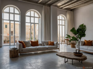 Tende per finestra a vetro in lino per soggiorno