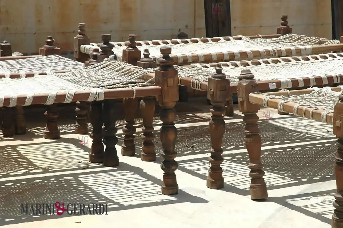 Letti legno rete in corda india antica
