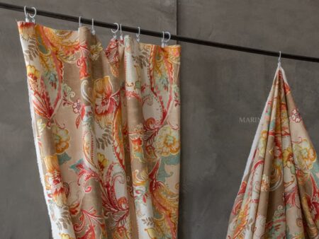 Tenda a metraggio moderna fiori foglie moka arancio