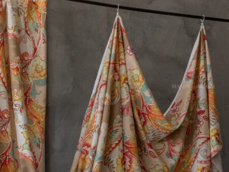 Tenda a metraggio fiori foglie moka rosso arancio