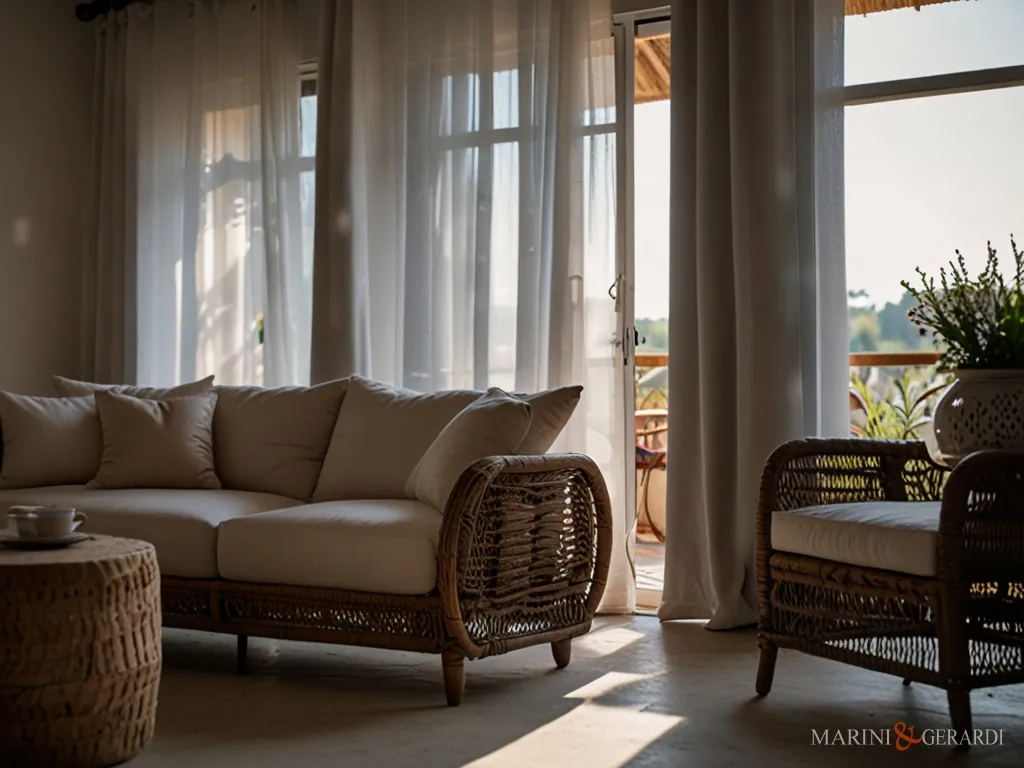 Tende soggiorno moderne eleganti in lino salento