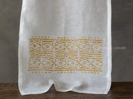 Tende a vetro su misura online in lino bianco design giallo