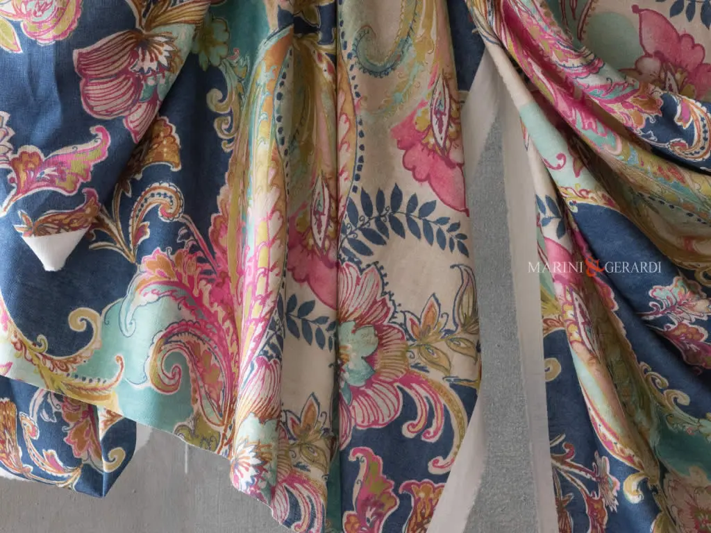 Tende a metraggio moderne a fiori blu rosso arancio