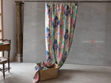 Tessuti country a metraggio a fiori blu rosso arancio