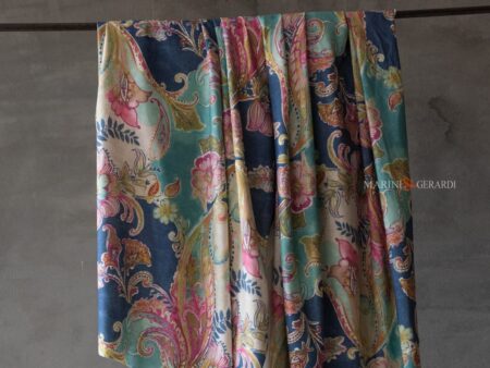 Tessuto per tende a metraggio a fiori blu rosso arancio