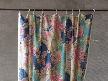 Tessuto per tende a metraggio a fiori con occhielli -Tende Shabby Chic a Vetro