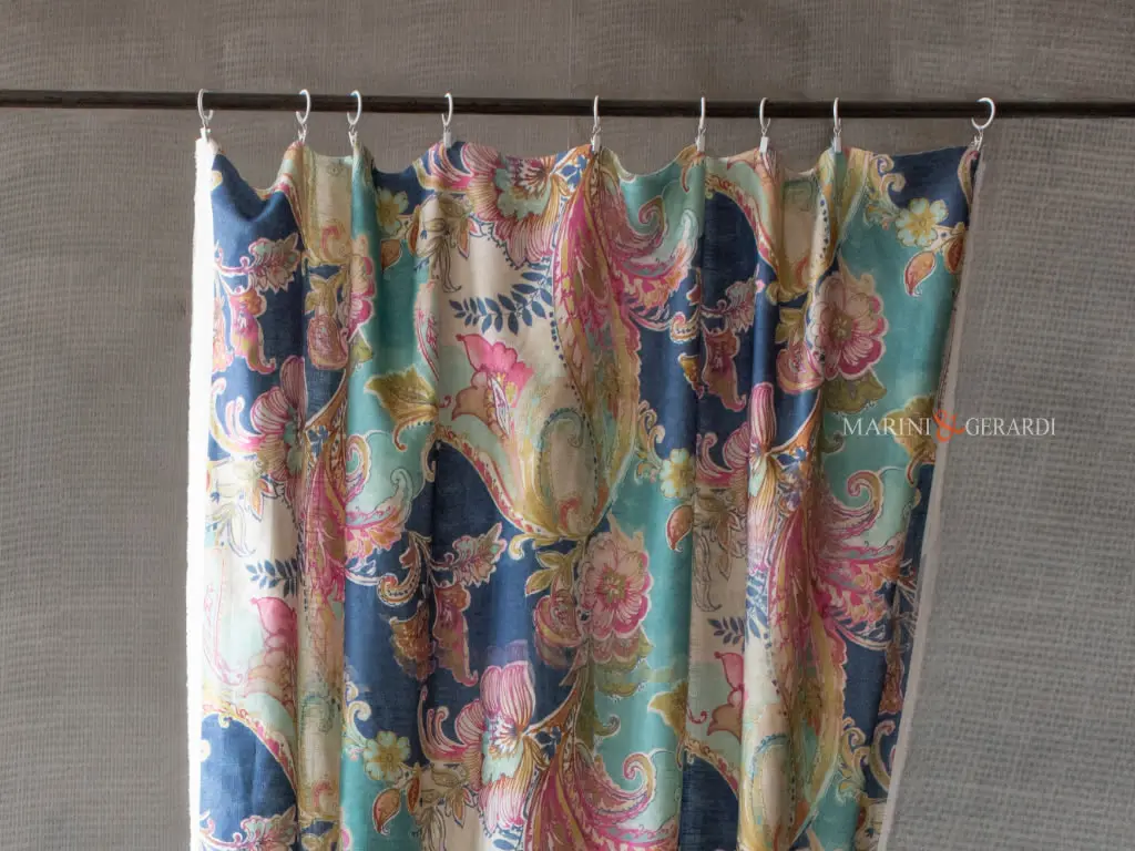 Tessuto per tende a metraggio a fiori con occhielli -Tende Shabby Chic a Vetro