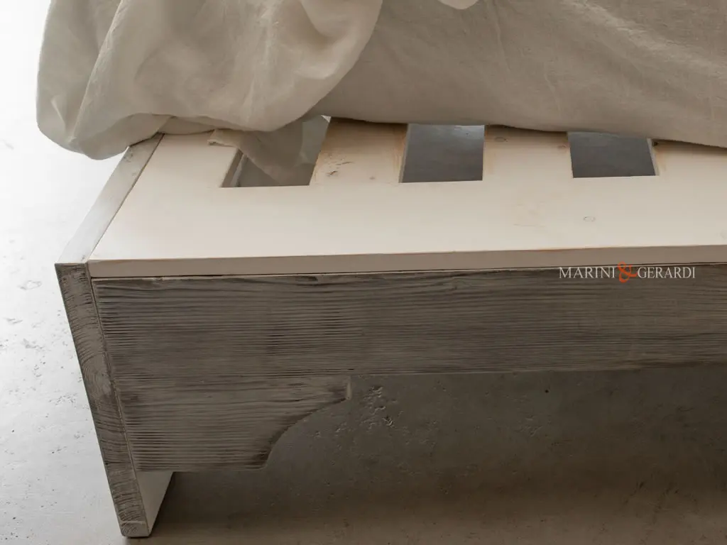 Letto in legno bianco shabby rete a doghe