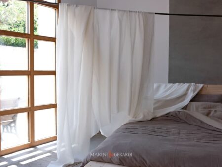 Tessuti tende in lino colore panna texture tipo a rete