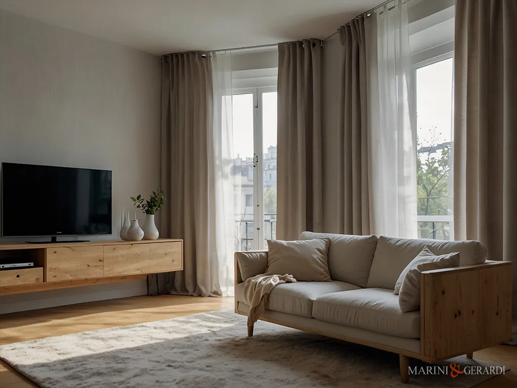 Tessuto in lino stropicciato per tendaggi interni soggiorno