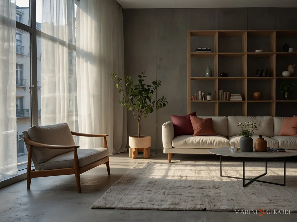 Tessuto in lino stropicciato per tende interni soggiorno