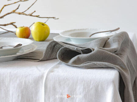 Tovaglie bianche eleganti con runner corda tessuto lino bianco