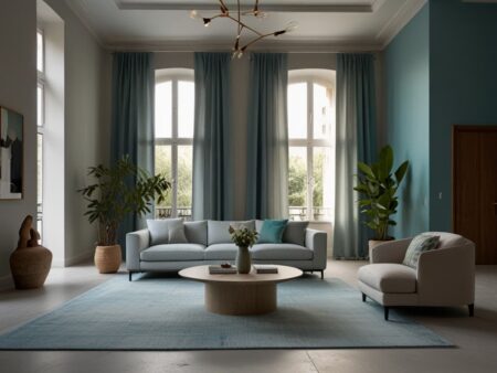 Eleganti tende arredo moderne salotto in lino verde