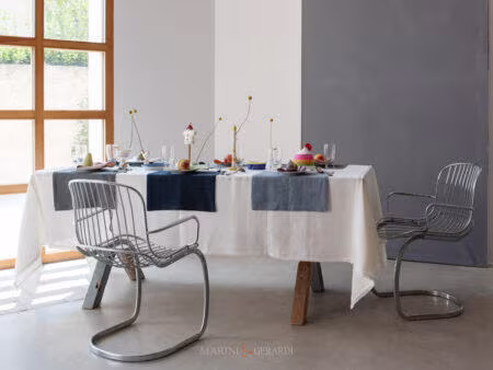 Tovaglia in lino bianco con tovagliette per colazione - Marini & Gerardi
