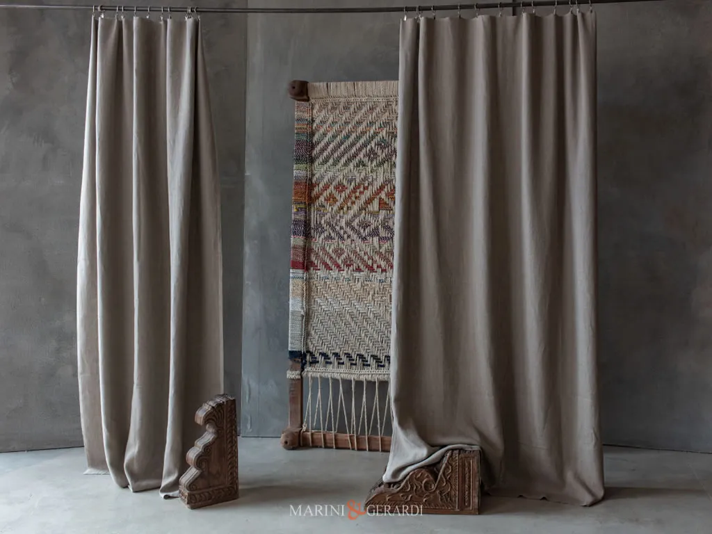 Tende country chic in lino rustico