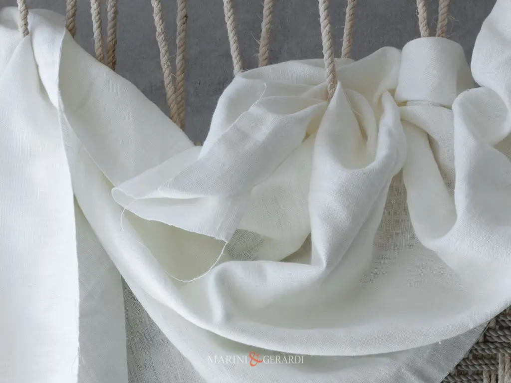 Tessuto lino tende country bianco acido