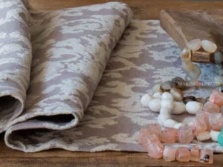 Runner tavola elegante jacquard lino rosa antico