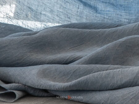 Tessuti x tende da interno blu avio in lino stropicciato - Marini&Gerardi