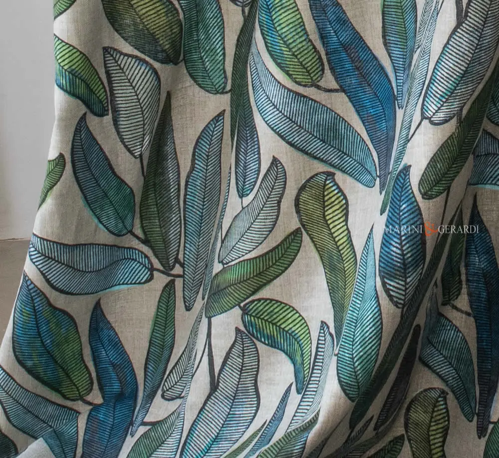 Tessuti pregiati per arredamento in lino verde tropicale